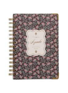 13-месечен тефтер-планер без дати -  Бордо с винтидж флорален принт